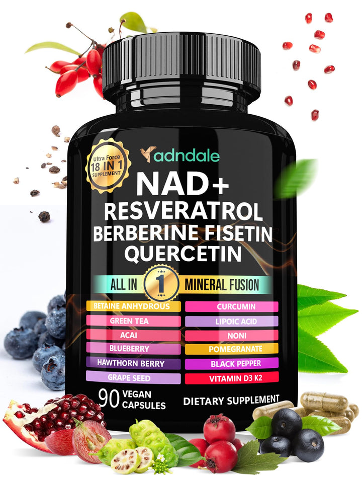 Adndale NAD Supplement And Resveratrol, 300 mg, 1000 mg, 90 Count