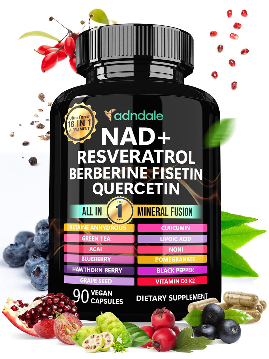 Adndale NAD Supplement And Resveratrol, 300 mg, 1000 mg, 90 Count