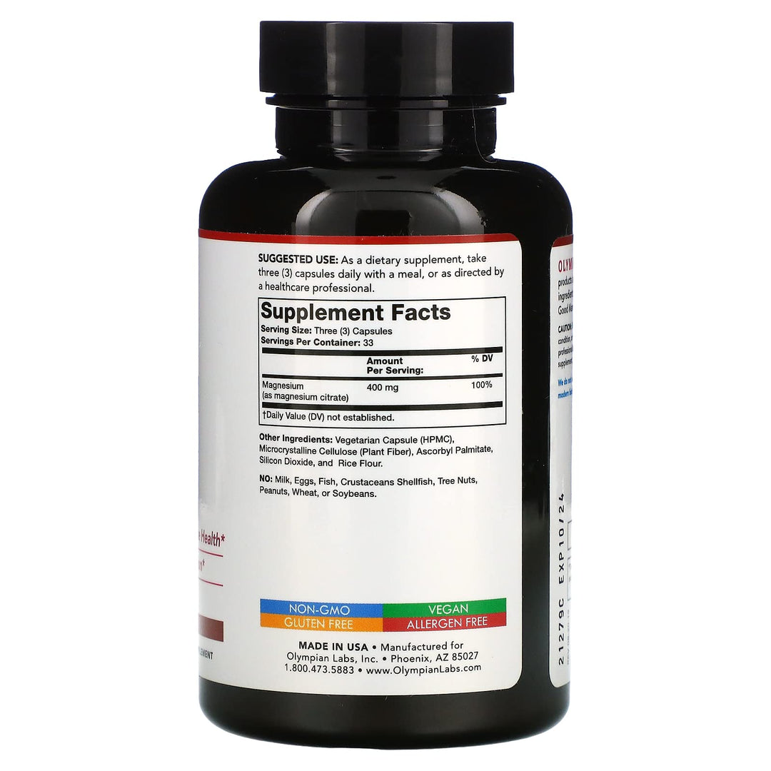 Olympian Labs Magnesium Citrate, 400 mg, 100 Count