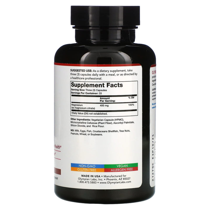 Olympian Labs Magnesium Citrate, 400 mg, 100 Count