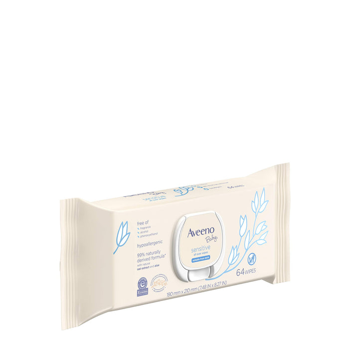 Aveeno Baby Sensitive All Over Wipes, 64 Count