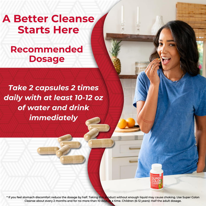 Health Plus Super Colon Cleanse Capsules, 500 mg, 60 Count