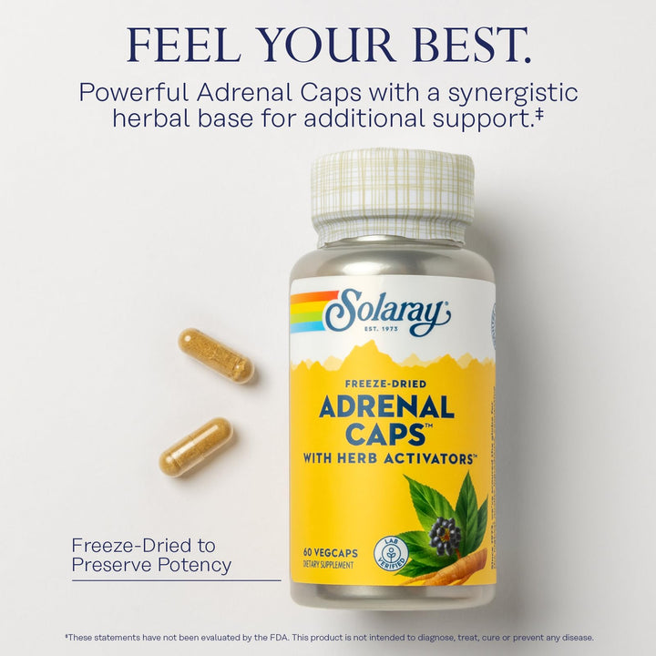 SOLARAY Adrenal Caps Freeze Dried, 60 Count