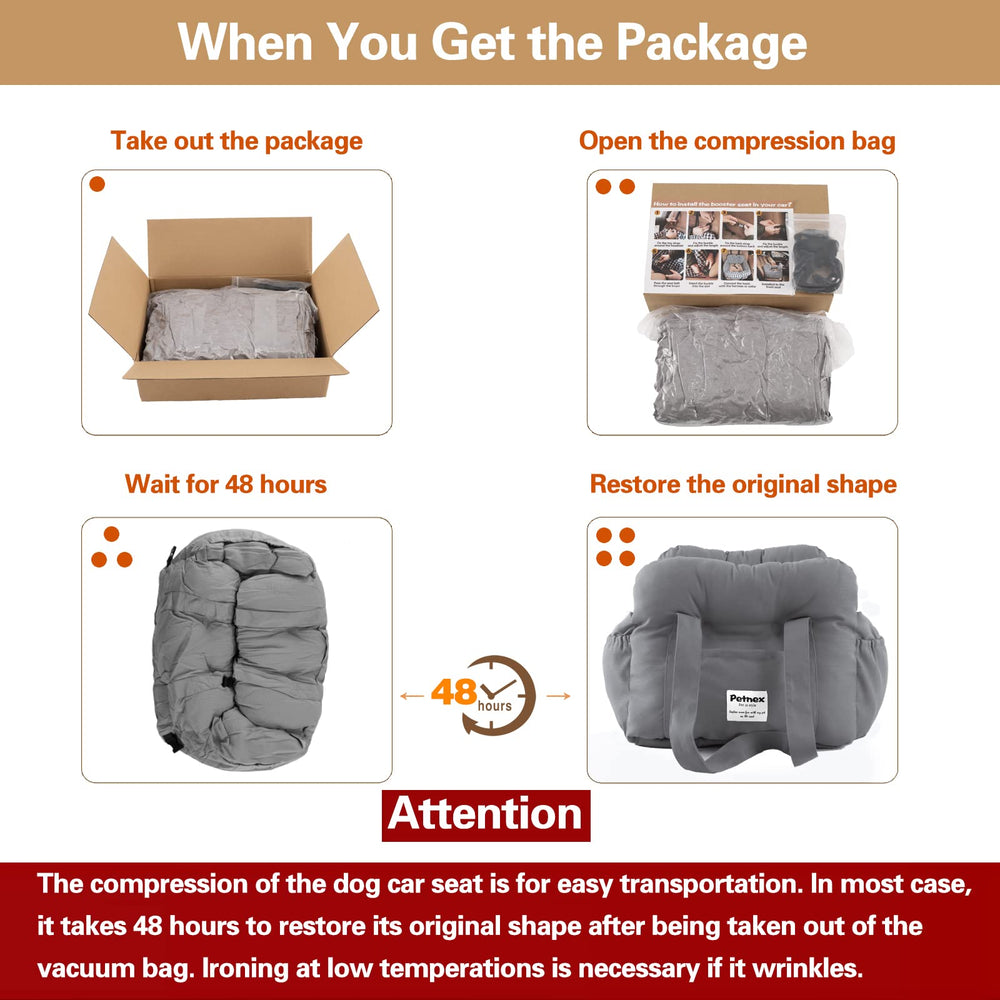 Petnex Dog Car Seat, Striped Khaki