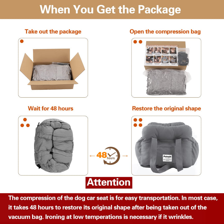 Petnex Dog Car Seat, Striped Khaki