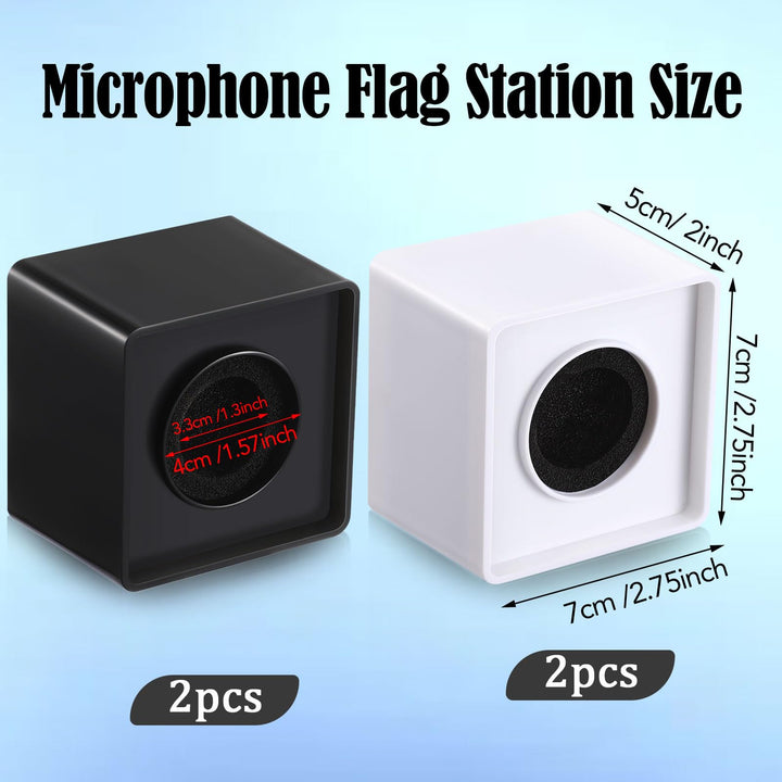 Landhoow Microphone Flag Station, White and Black, 4 Count