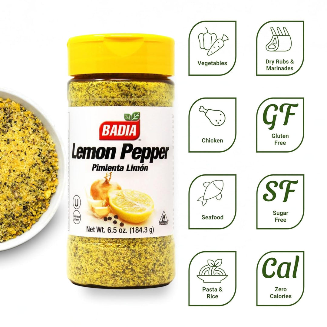 Badia Lemon Pepper Seasoning, 6.5 oz