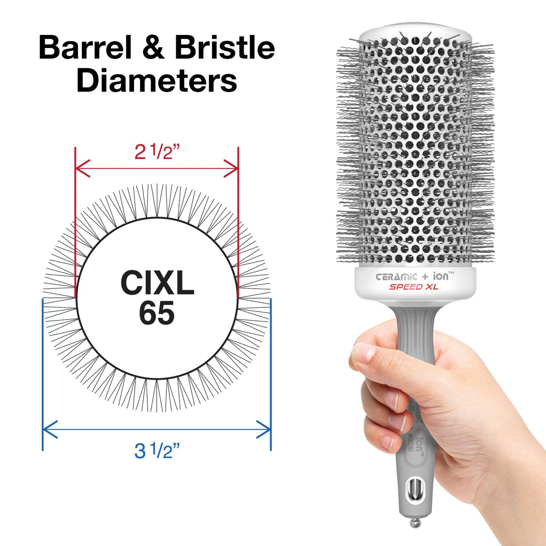 Olivia Garden Ceramic Ion Round Thermal Hair Brush, CIXL-65, 3 1/2