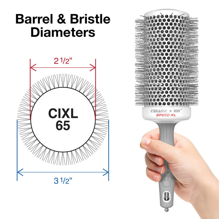 Olivia Garden Ceramic Ion Round Thermal Hair Brush, CIXL-65, 3 1/2
