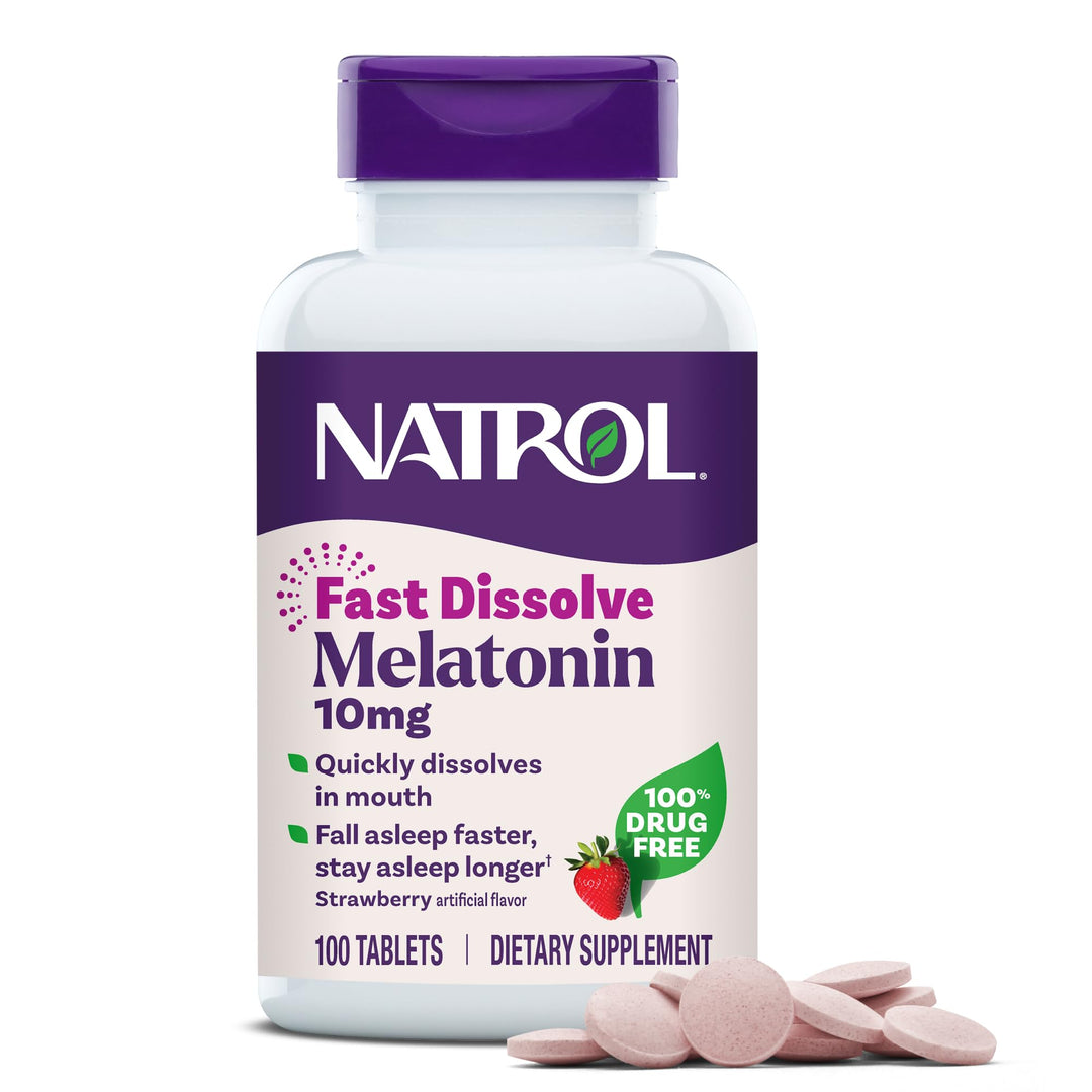 Natrol Melatonin Fast Dissolve Tablets, Strawberry Flavor, 10 mg, 100 Count