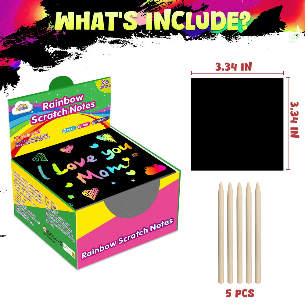 ZMLM Rainbow Scratch Mini Art Note Pads, 125 Count