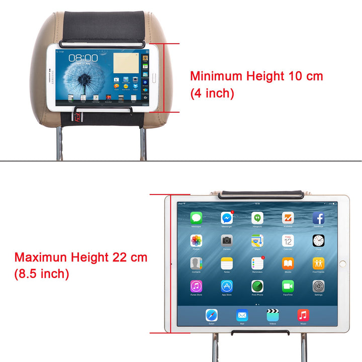 TFY Universal Car Headrest Mount Holder with Adjustable Clamp, 6-12.9 in