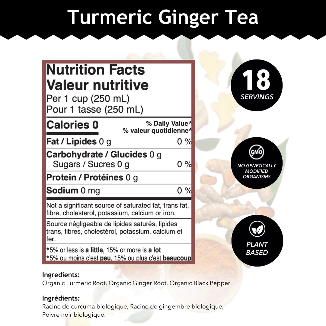 Buddha Teas Turmeric Ginger Tea, Bleach Free Tea Bags, 18 Count