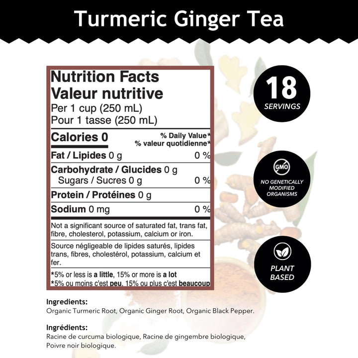 Buddha Teas Turmeric Ginger Tea, Bleach Free Tea Bags, 18 Count
