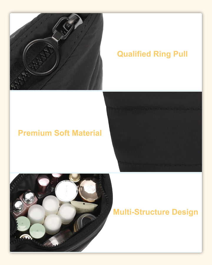 Relavel Travel Makeup Bag, Black, Small