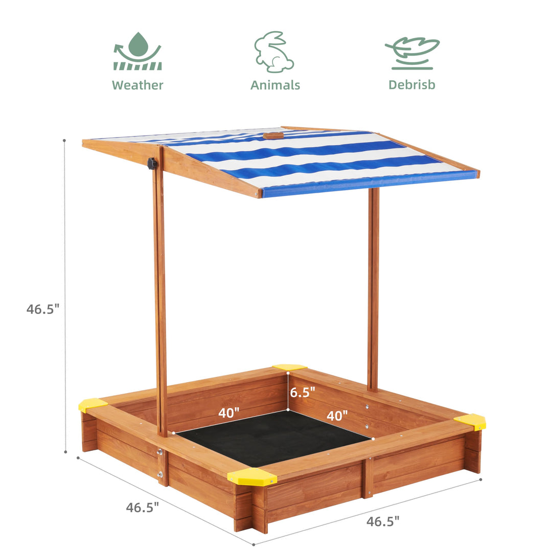Mederra Kids Wooden Sandbox, 46 in