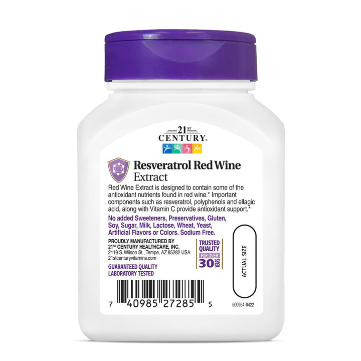 21st Century Resveratrol Red Wine Extract Capsules, 90 Count
