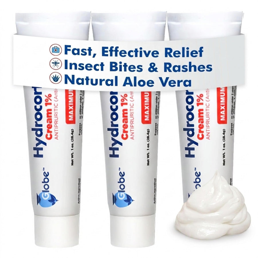 Globe Pharmacy Hydrocortisone Cream 1% With Aloe, 1 oz, Pack of 3
