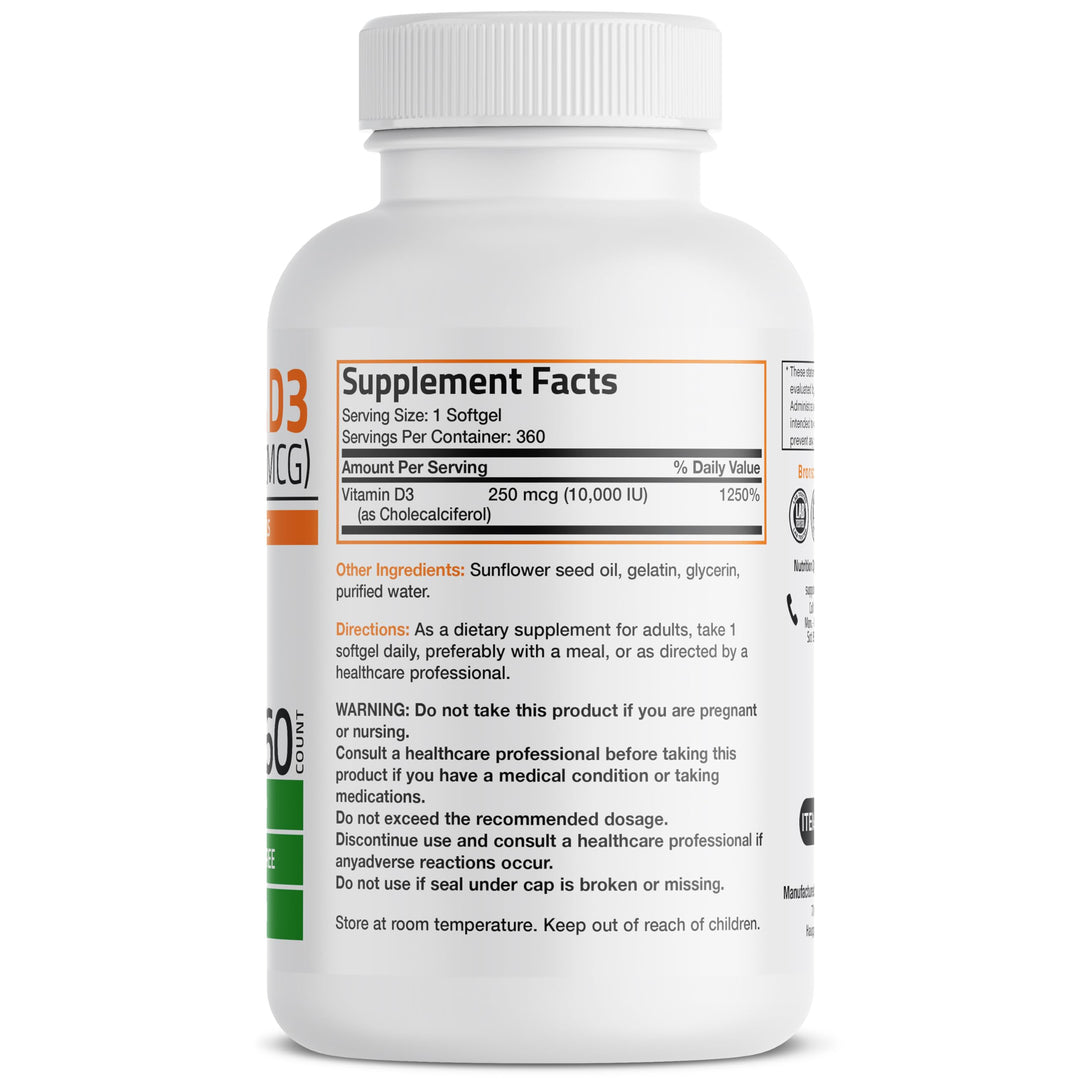 Bronson Vitamin D3 10000 IU, 250 mcg, 360 Count