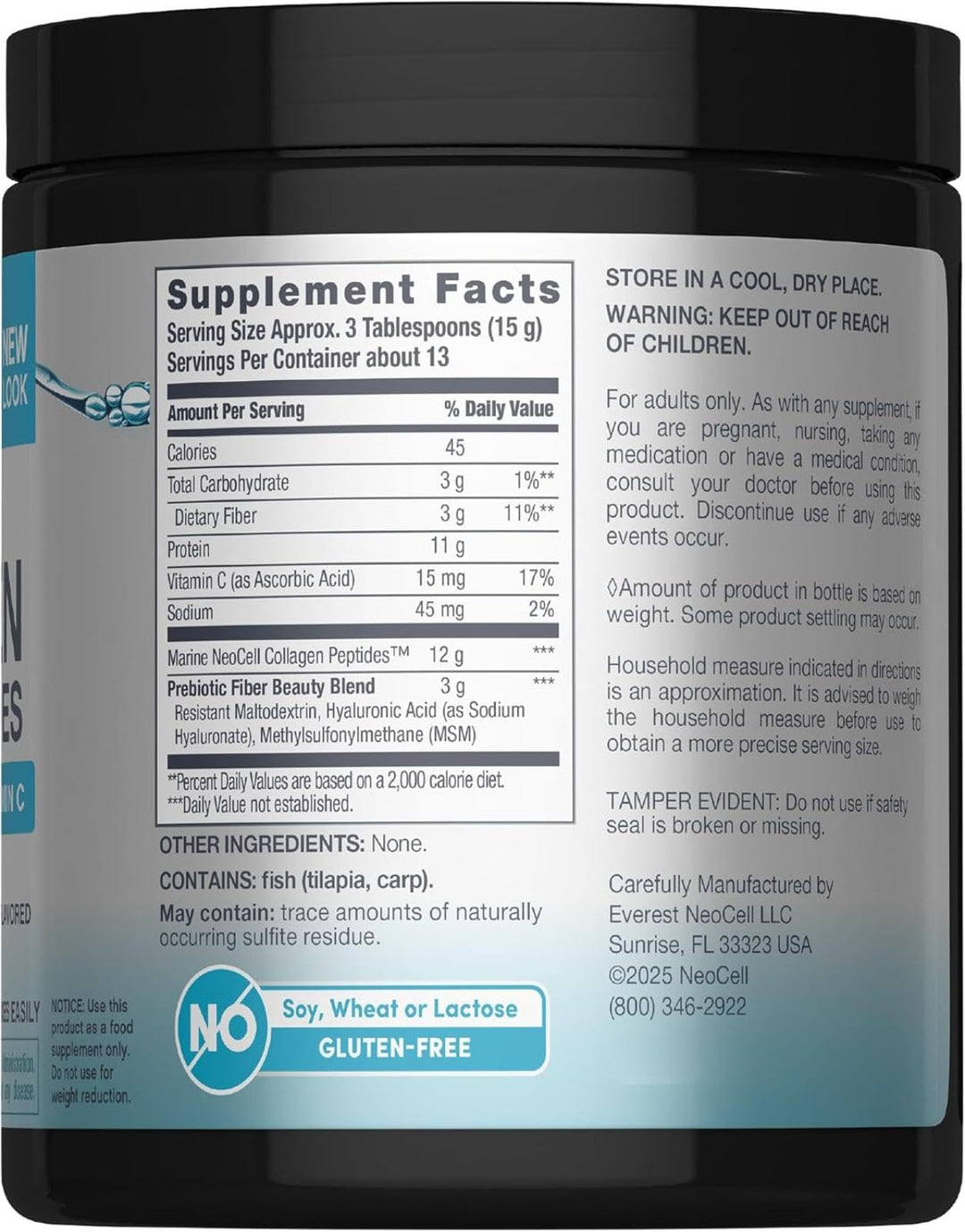 Neocell Marine Collagen Powder, Unflavored, 7 oz