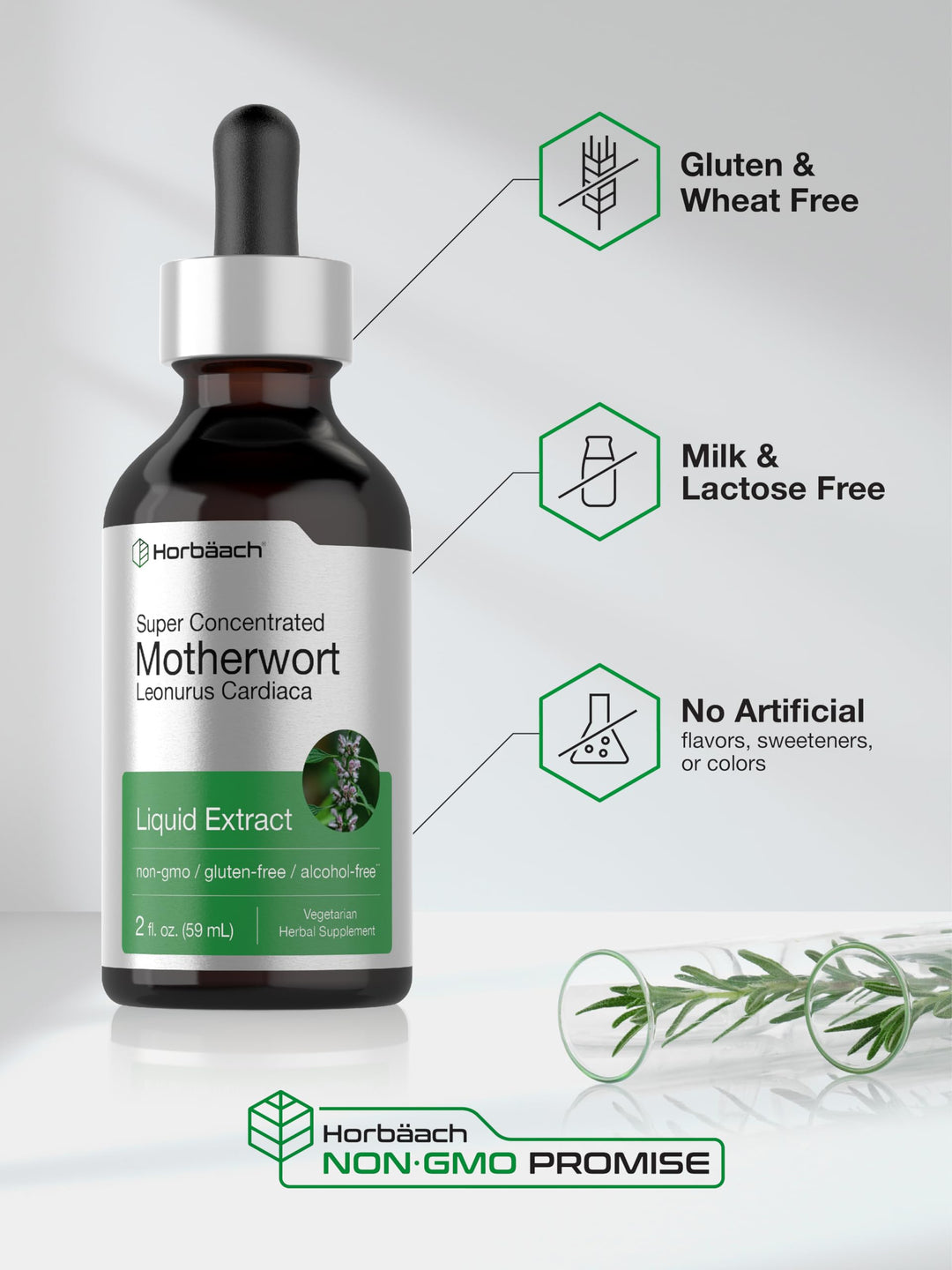 Horbäach Motherwort Herb Extract, Low Alcohol Liquid, 2 fl oz