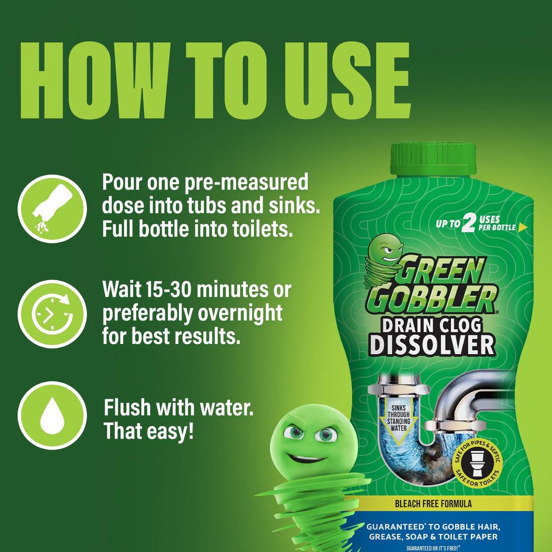Green Gobbler Drain Clog Dissolver, 31 oz