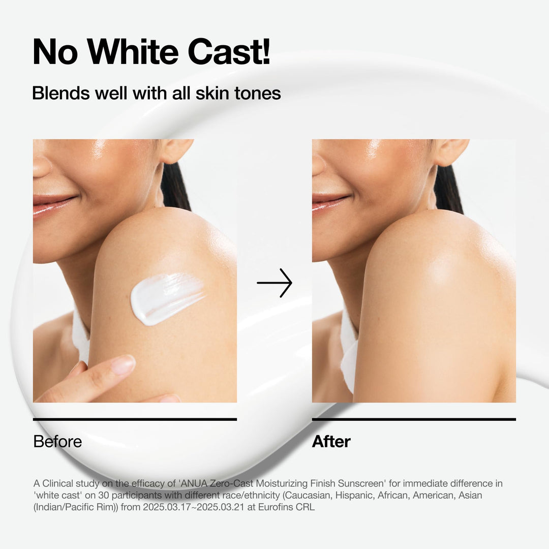 ANUA Zero-Cast Moisturizing Sunscreen SPF 50, 1.69 fl oz