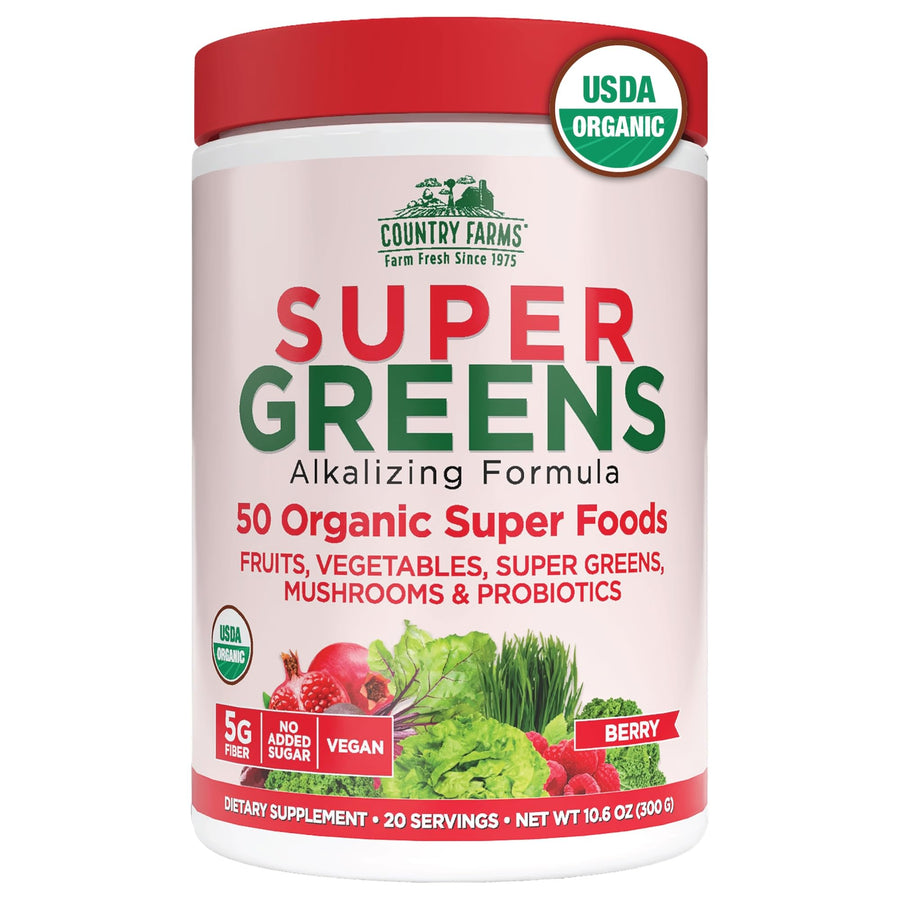 Country Farms Super Green Drink Mix, Berry, 10.6 oz