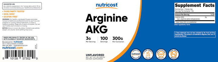 Nutricost Arginine AKG Powder, 300 g