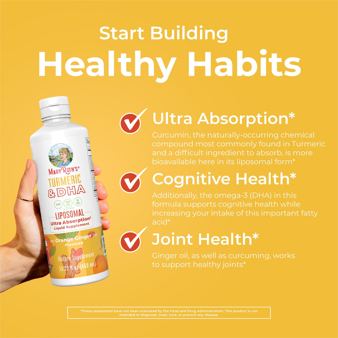MARYRUTH'S Turmeric & DHA Liposomal Liquid, 15.22 oz