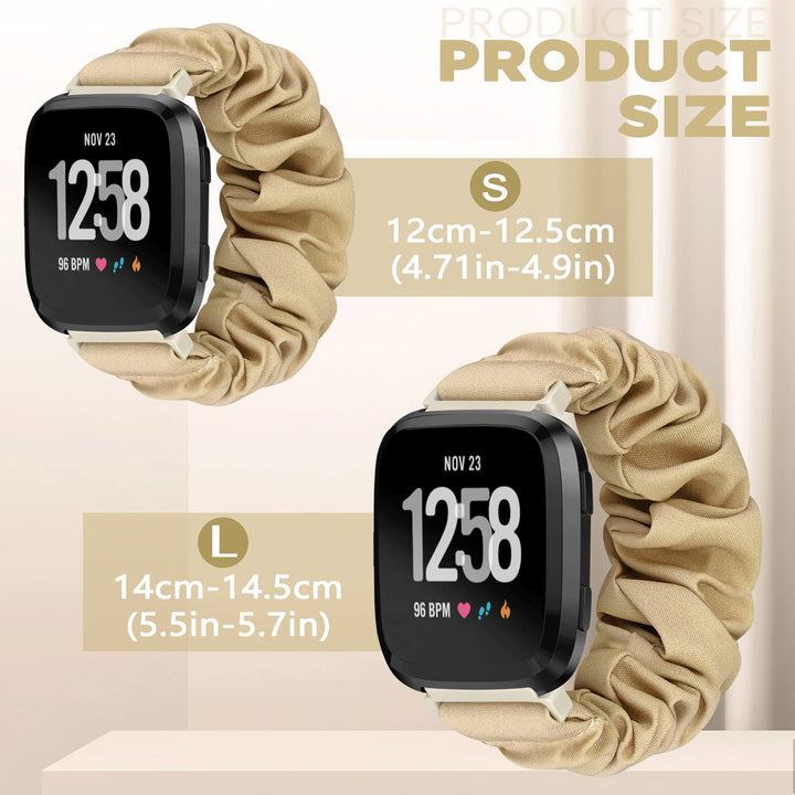 ShuYo Scrunchie Watch Band For Fitbit Versa, Black And Starlight And Smoky Purple And Pink, 23mm L