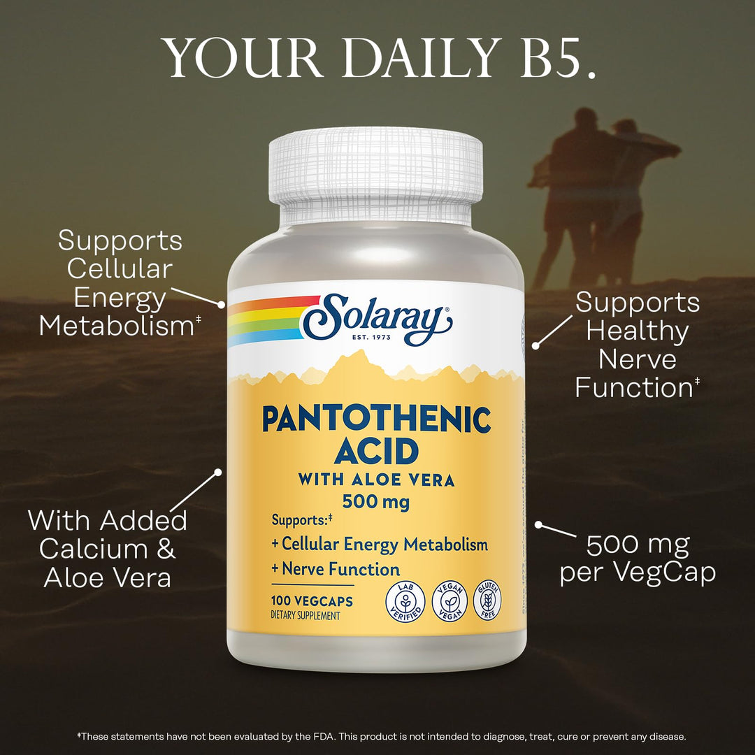 SOLARAY Pantothenic Acid, 500 mg, 100 Count
