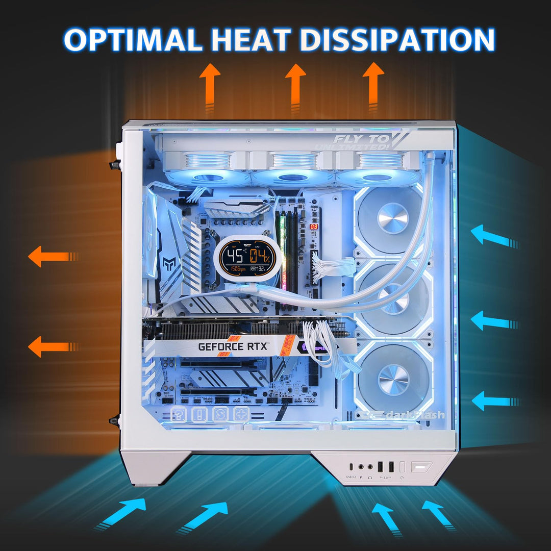 darkFlash Full-Tower ATX Gaming PC Case, White