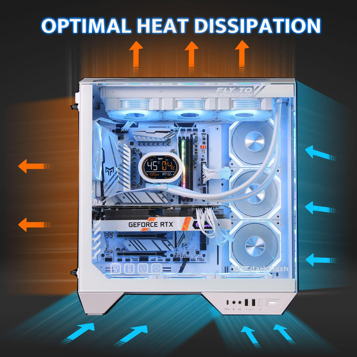 darkFlash Full-Tower ATX Gaming PC Case, White