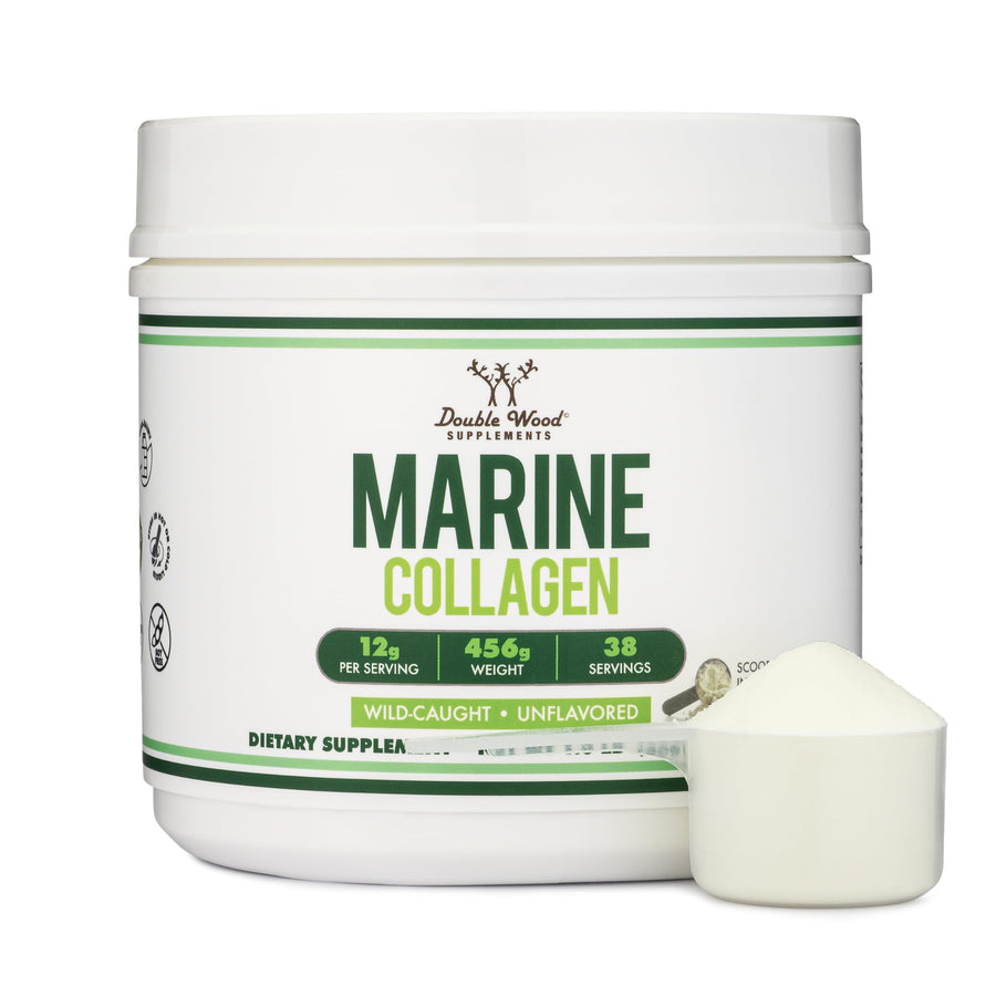 Double Wood Supplements Marine Collagen Powder, Unflavored, 1 lb
