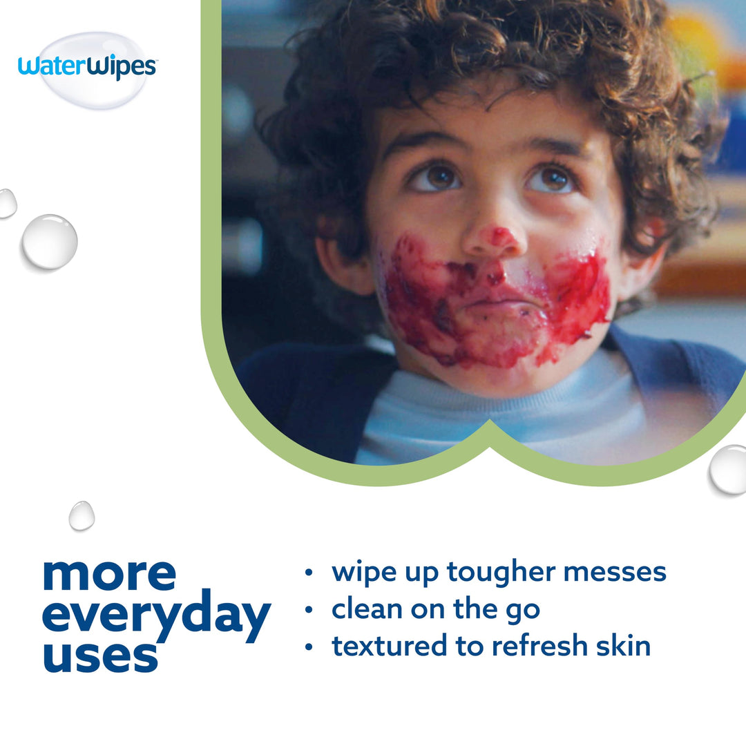 WaterWipes Plastic Free Textured Clean Baby Wipes, 240 Count, Pack of 4