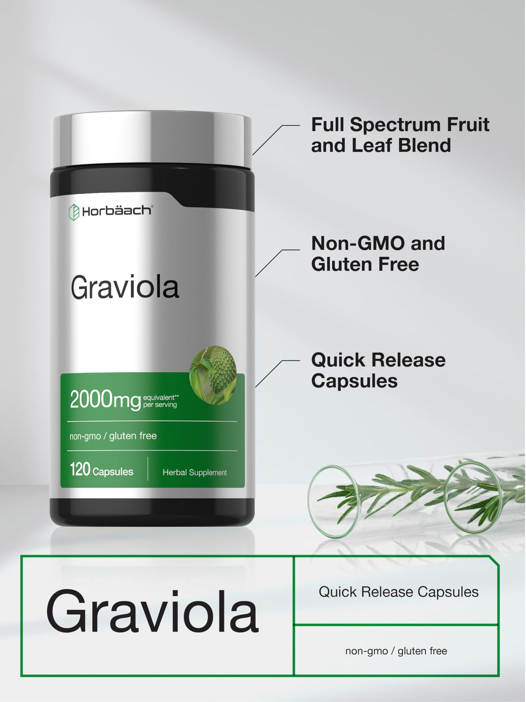 Horbäach Graviola Capsules, 120 Count