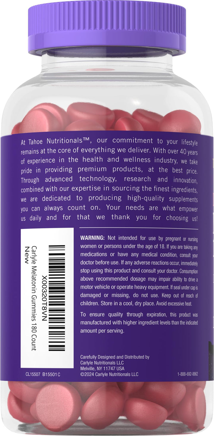 Carlyle Melatonin 12 mg Gummies, Natural Berry, 180 Count