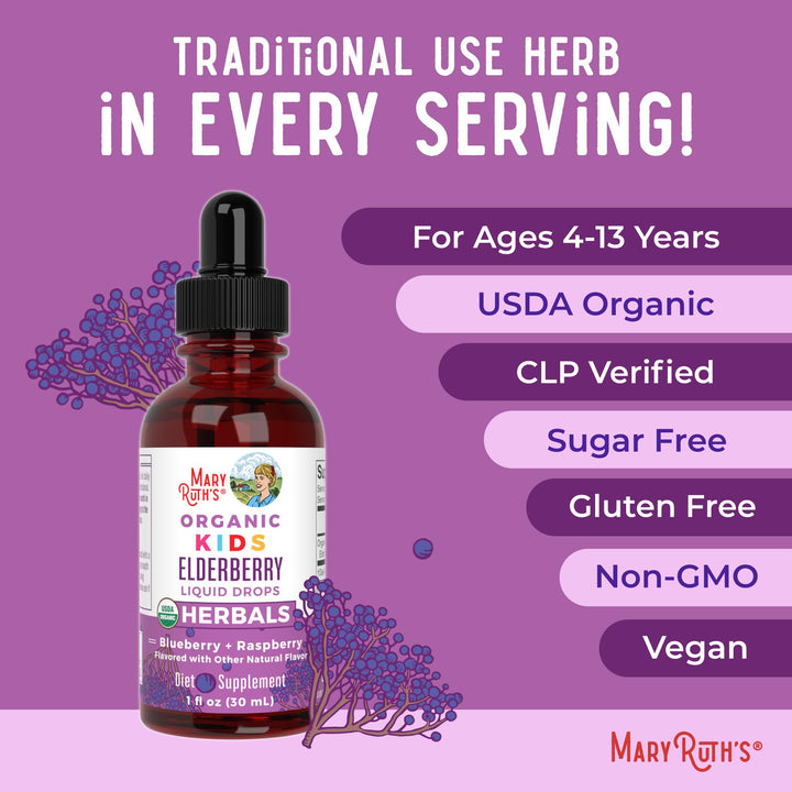 MARYRUTH'S Kids Elderberry Liquid Drops, 1 fl oz