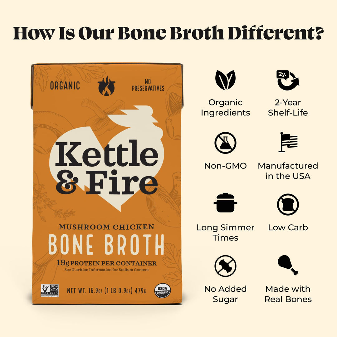 Kettle & Fire Chicken Bone Broth, Mushroom, 16.9 oz