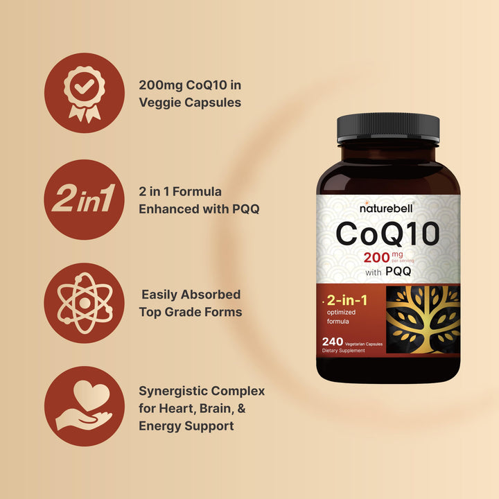 NatureBell CoQ10 Ubiquinone with PQQ, 200 mg, 240 Count