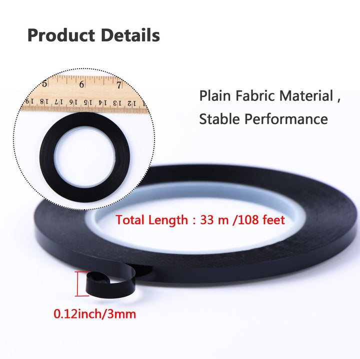 Outus Graphic Tape Pinstripe Tape Grid Marking Tape, Black, 6 Count