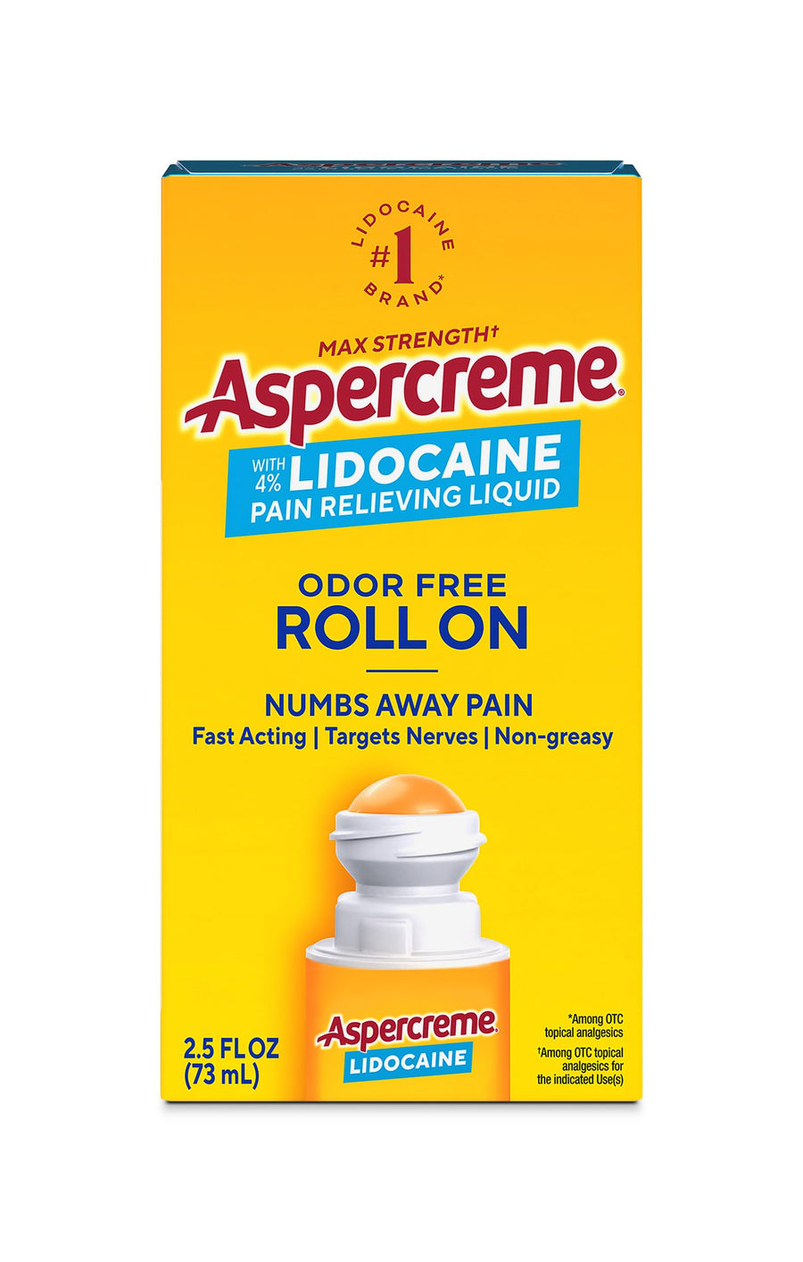 Aspercreme Odor Free Max Strength Lidocaine Pain Relief Liquid, 2.5 oz