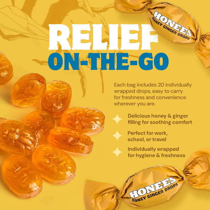 Honees Honey Ginger Drops, 100 g