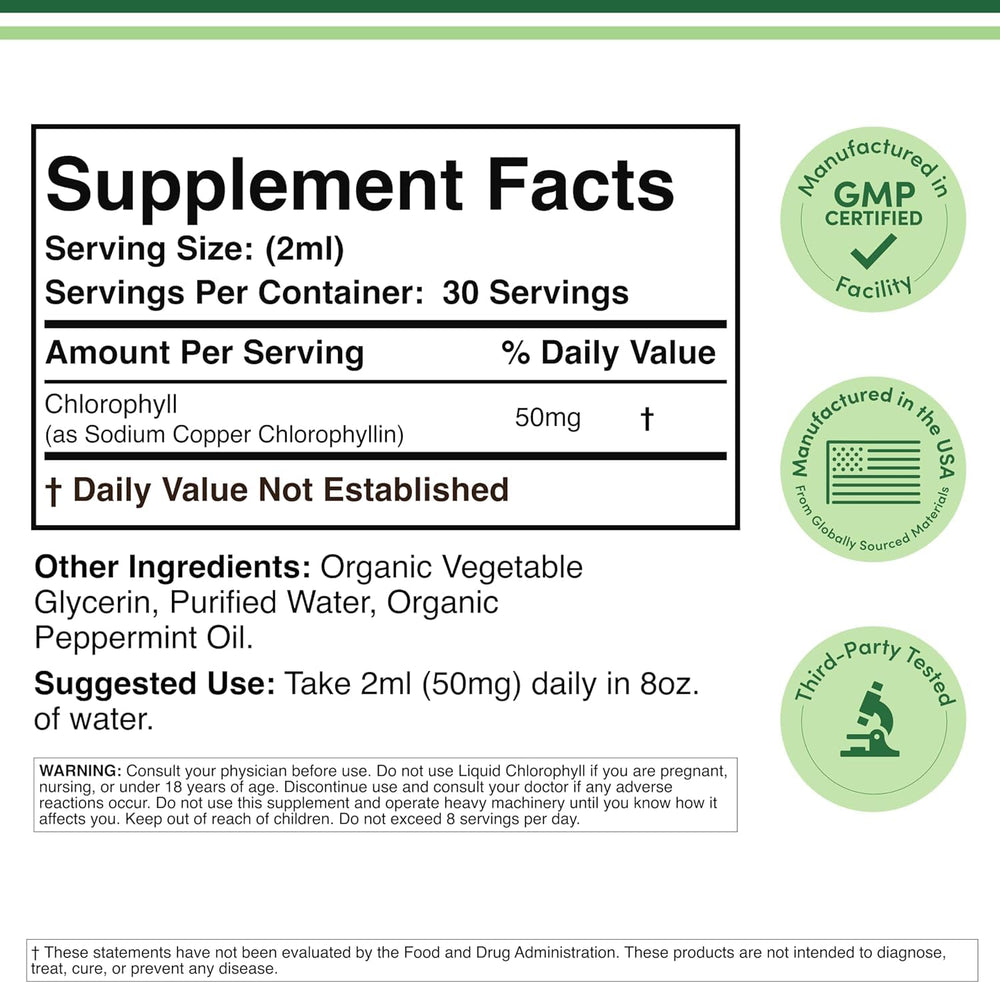 Double Wood Supplements Chlorophyll Drops, Peppermint, 2 fl oz