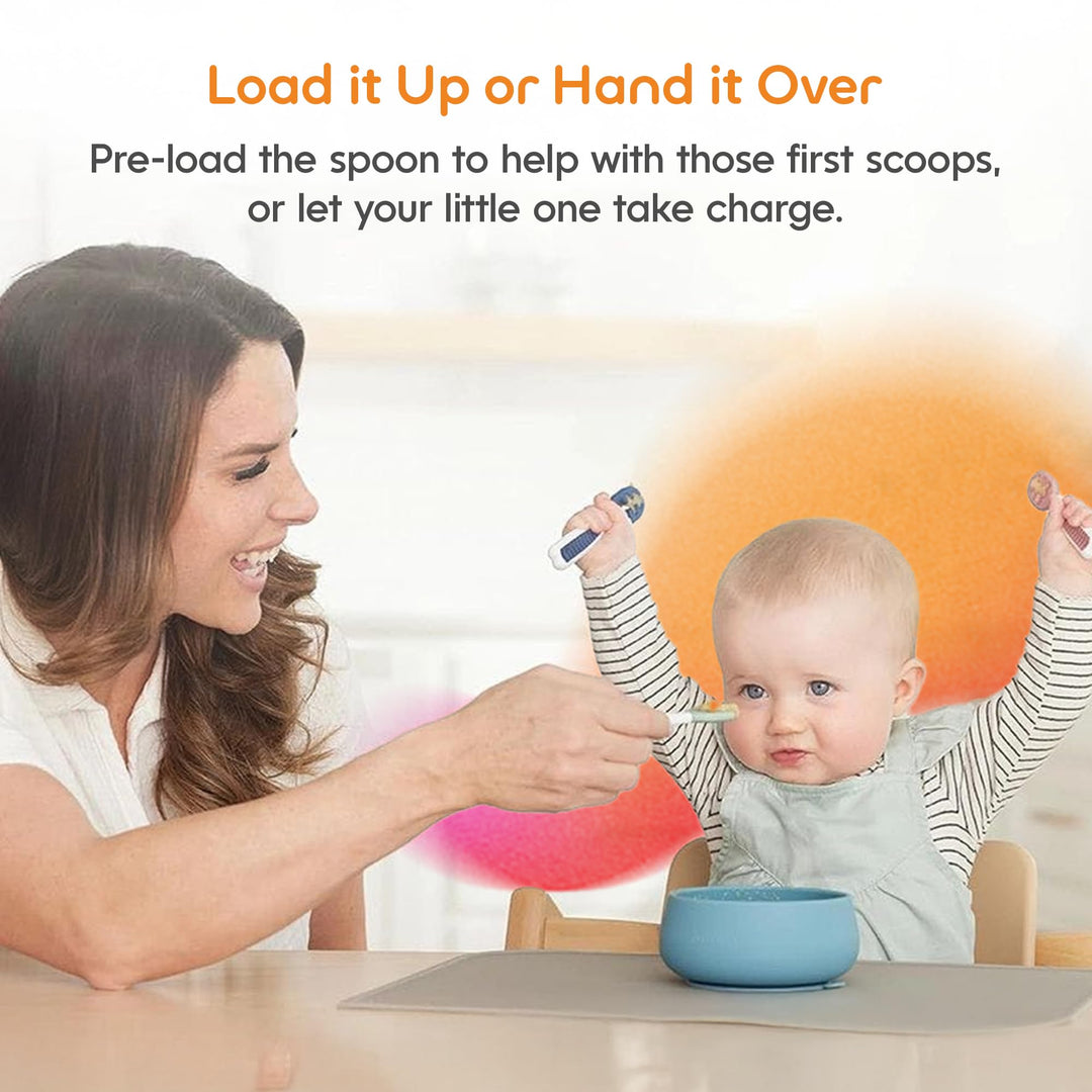 NumNum Baby Spoons Self Feeding, Gray/Green, 2 Count