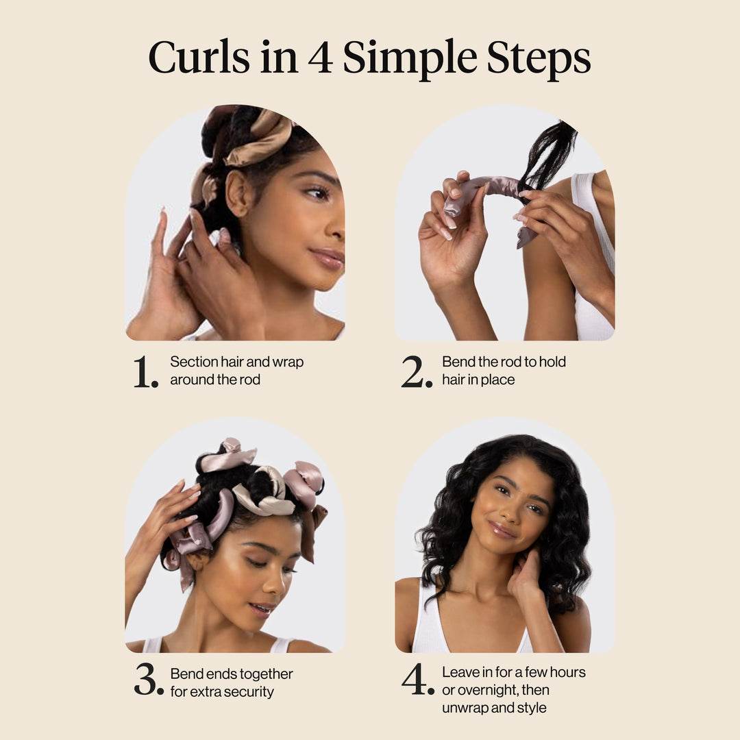 Kitsch Satin Flexi Rods Heatless Curling Rod, Rosewood, 6 Count
