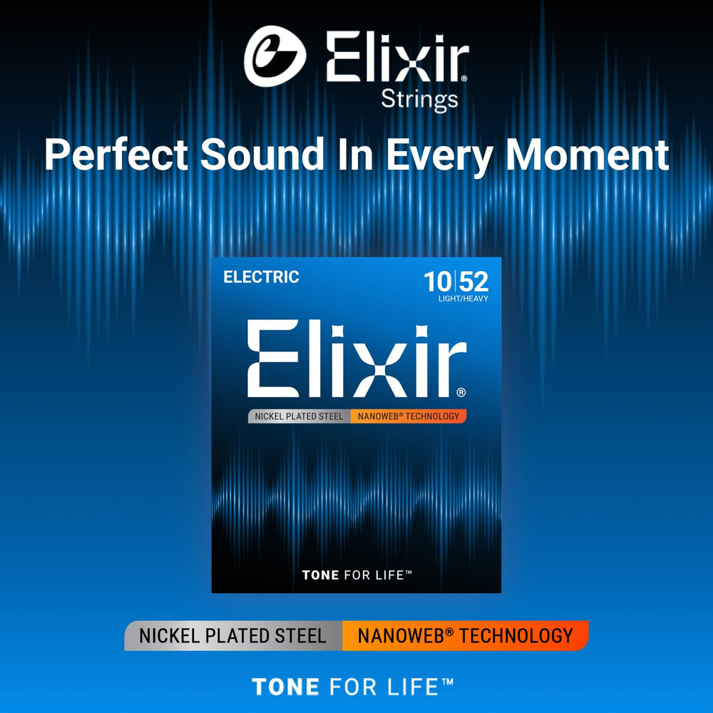 Elixir Electric Guitar Strings, Nickel Plated Steel NANOWEB, 10-52