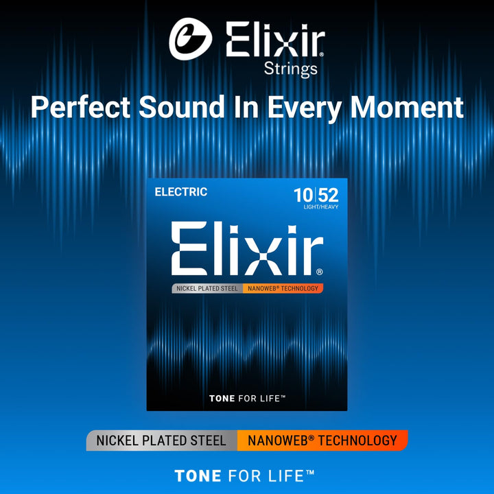 Elixir Electric Guitar Strings, Nickel Plated Steel NANOWEB, 10-52