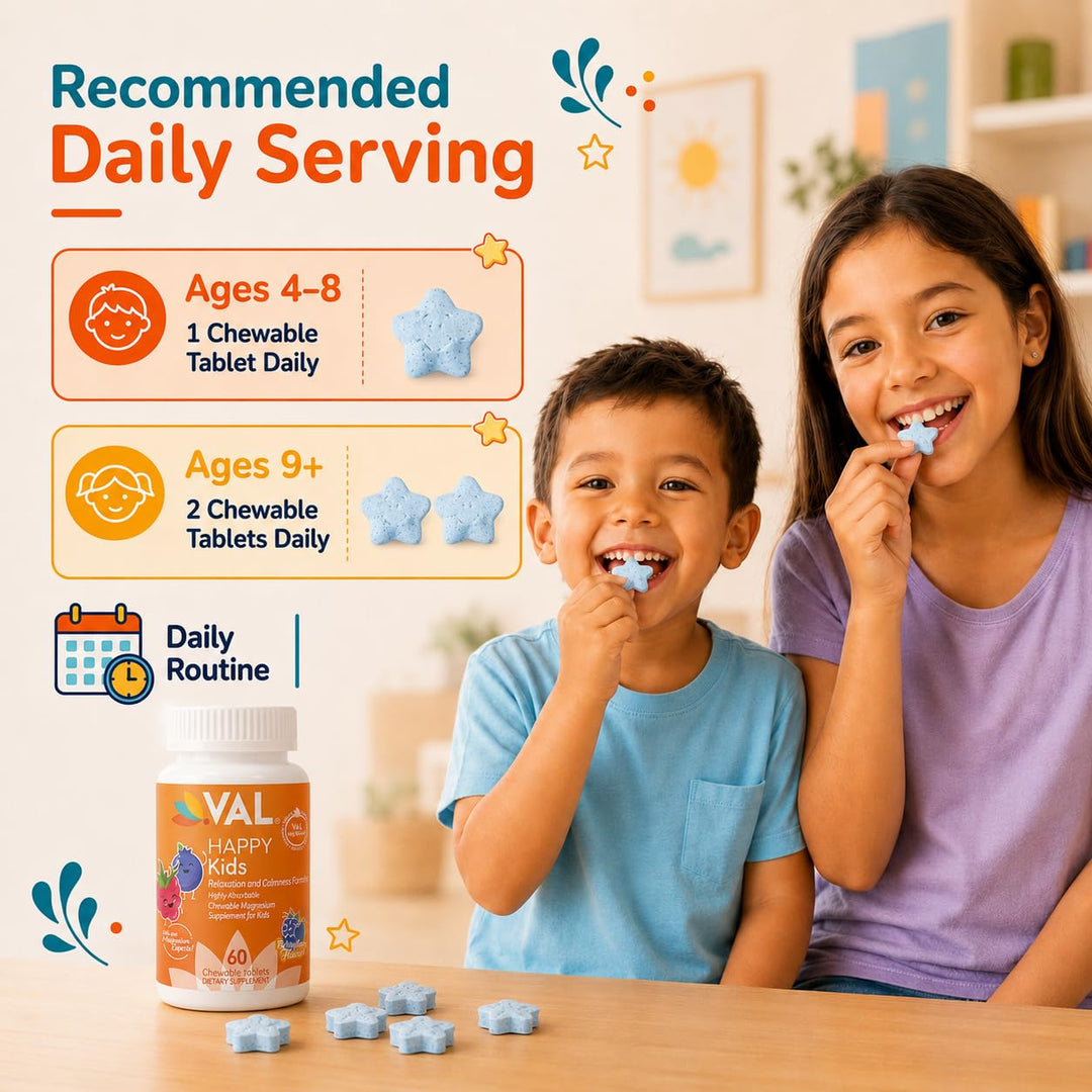 VAL Magnesium for Kids Chewable Tablets, 60 Count
